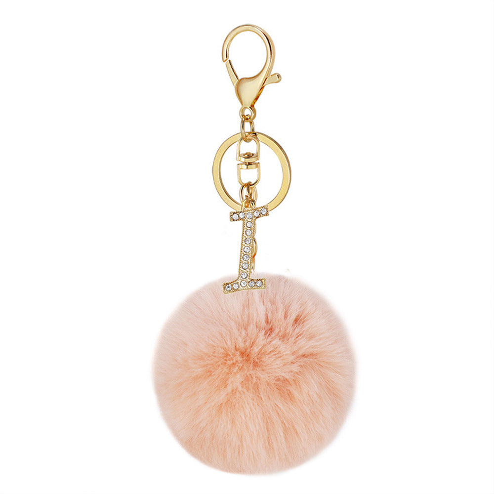 Wholesale Zinc Alloy 26 English Alphabet Hair Ball Keychain